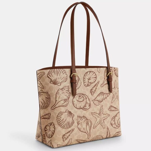 ❤️🐚 Mollie Tote Bag In Signature Canvas With Shell Print - Picture 2 of 8